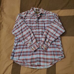 Men's Alexander Julian Cotton Size Large Long Sleeve Buttondown Blue Red Shirt